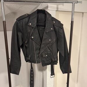 Vintage Black Leather Biker Jacket